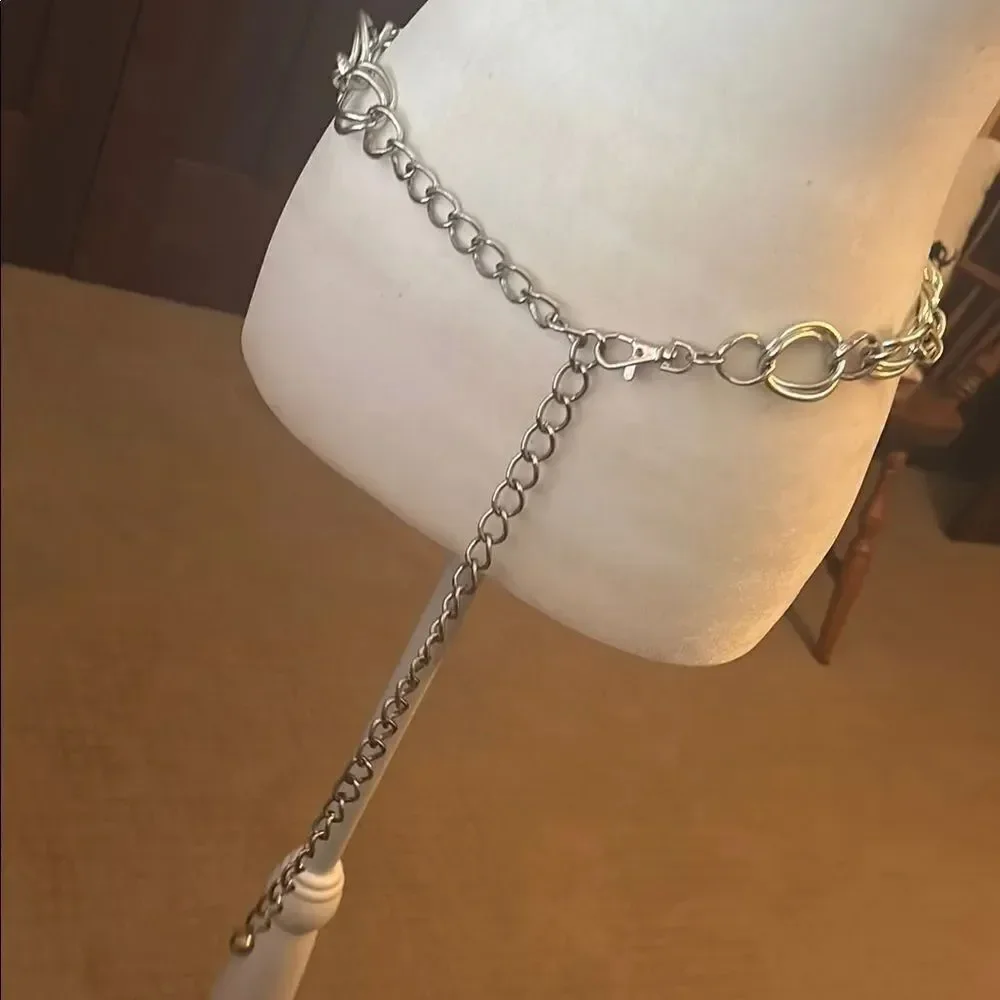 Double Ring Silver Chain Belt